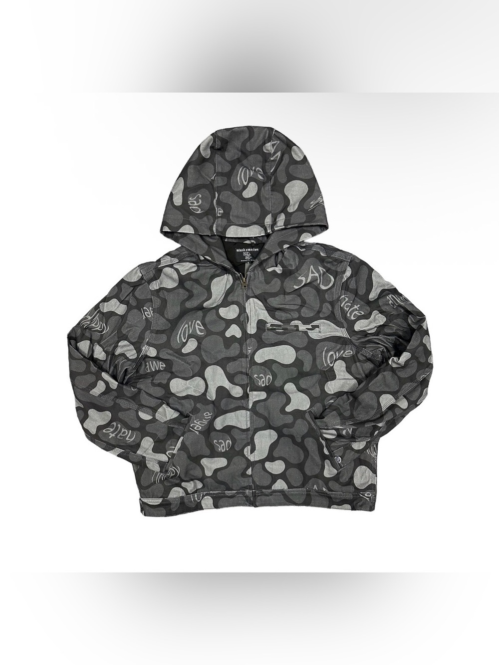 Men’s Gray & Black Camouflage Zip-Up Hoodie